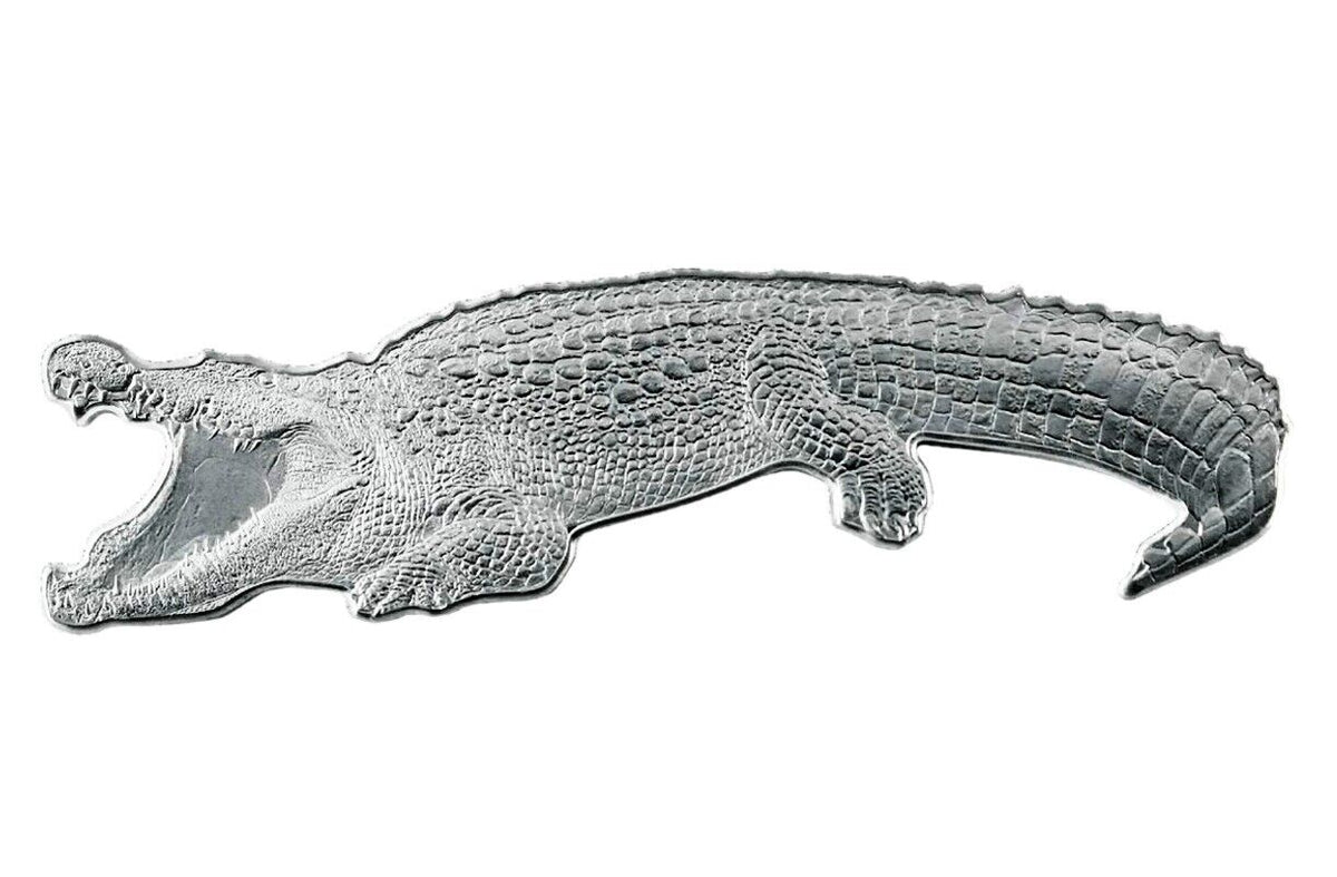 1 Oz Silver Coin 2021 Solomon Islands $2 Animals of Africa Nile Crocodile Shaped-classypw.com-2