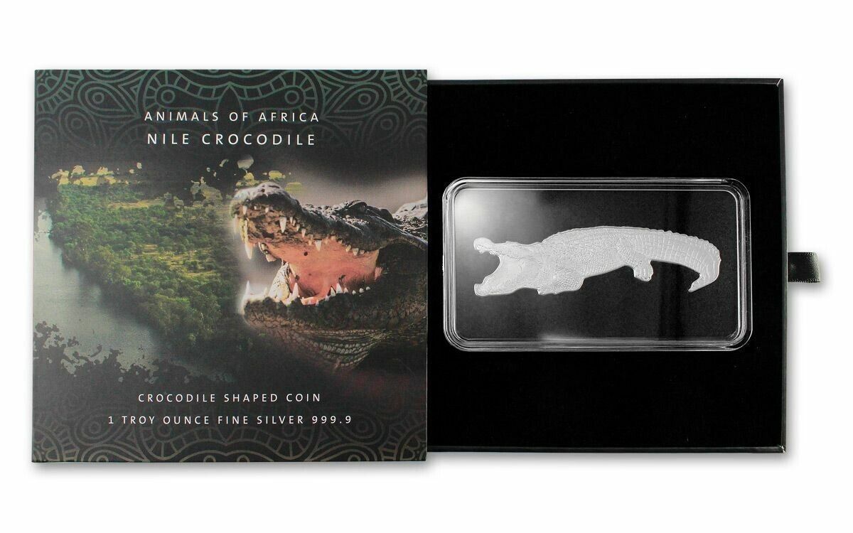 1 Oz Silver Coin 2021 Solomon Islands $2 Animals of Africa Nile Crocodile Shaped-classypw.com-4
