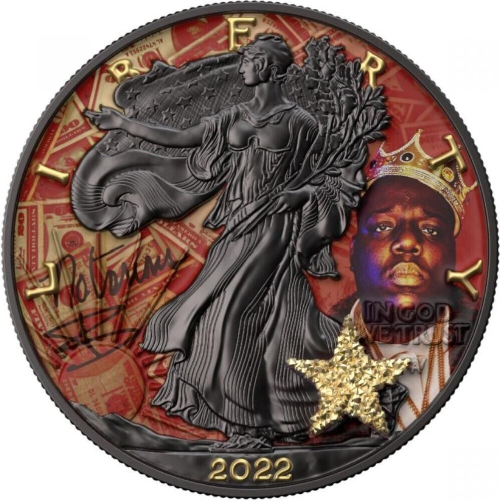 1 Oz Silver Coin 2022 $1 Liberty Music Superstar Biggie Smalls Rapper Drusy-classypw.com-1