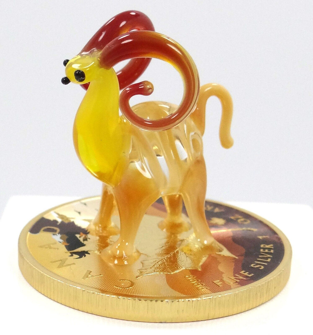 1 Oz Silver Coin 2022 $5 Canada Maple Leaf Murano Glass Bighorn Sheep Handmade-classypw.com-1