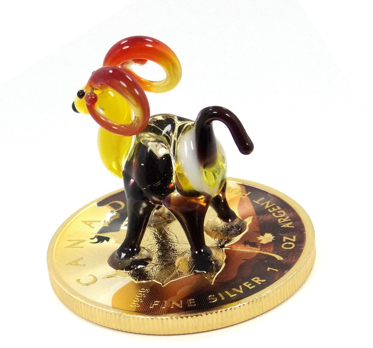 1 Oz Silver Coin 2022 $5 Canada Maple Leaf Murano Glass Bighorn Sheep w/ Black-classypw.com-3