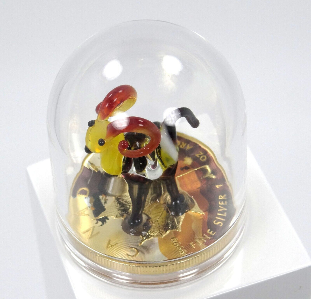 1 Oz Silver Coin 2022 $5 Canada Maple Leaf Murano Glass Bighorn Sheep w/ Black-classypw.com-8