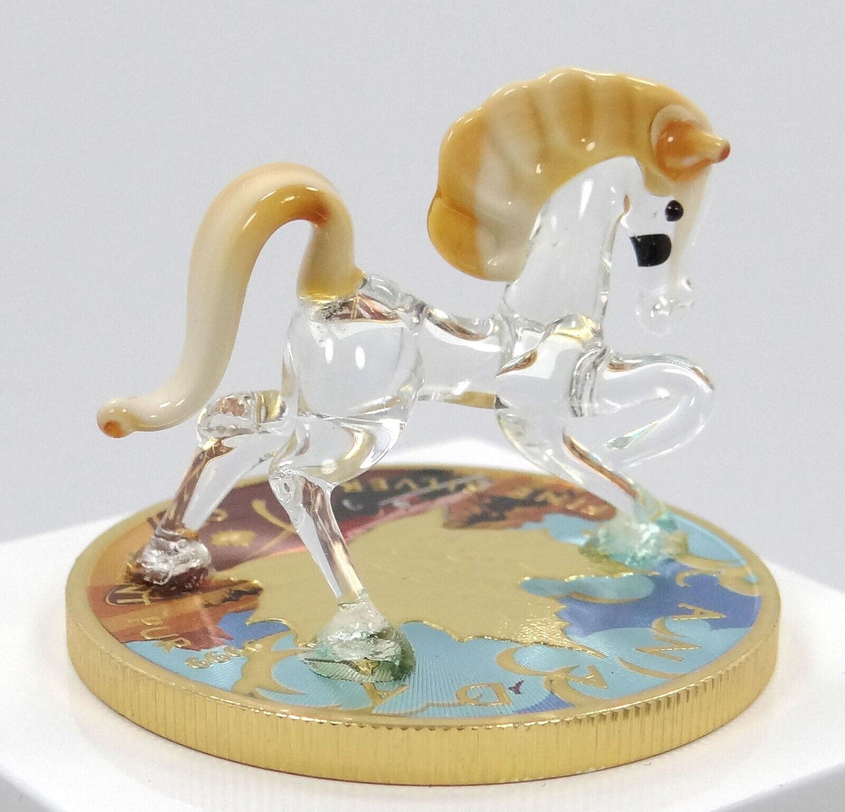 1 Oz Silver Coin 2022 $5 Canada Maple Leaf Murano Glass Mustang Horse Handmade-classypw.com-2