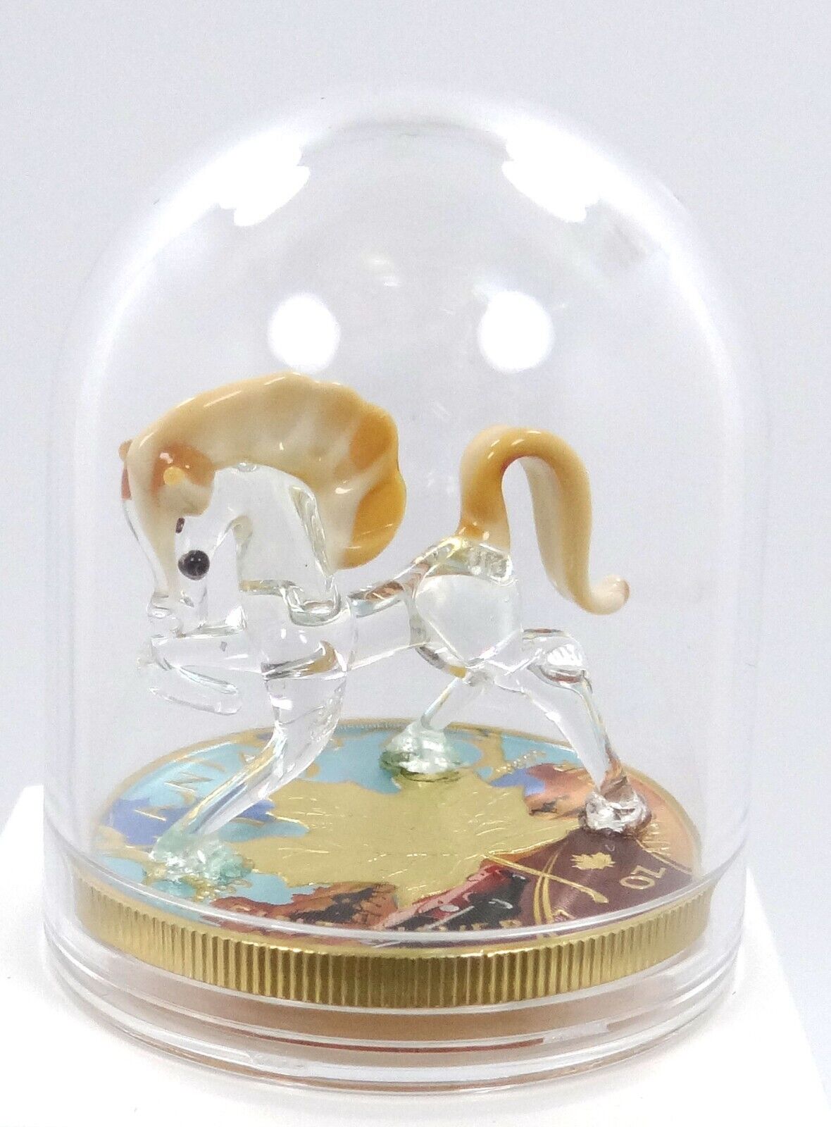 1 Oz Silver Coin 2022 $5 Canada Maple Leaf Murano Glass Mustang Horse Handmade-classypw.com-8