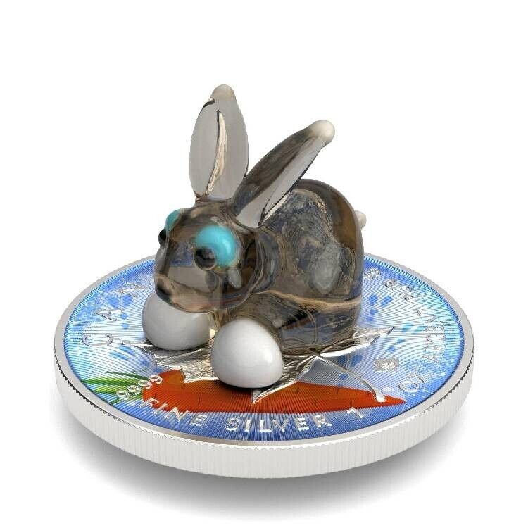 1 Oz Silver Coin 2022 $5 Canada Maple Leaf Murano Glass Series - Rabbit-classypw.com-1