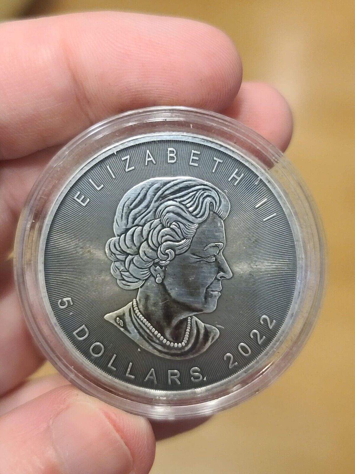 1 Oz Silver Coin 2022 $5 Canada Maple Leaf Real Wood Maple Leaf - Metallic Pink-classypw.com-2