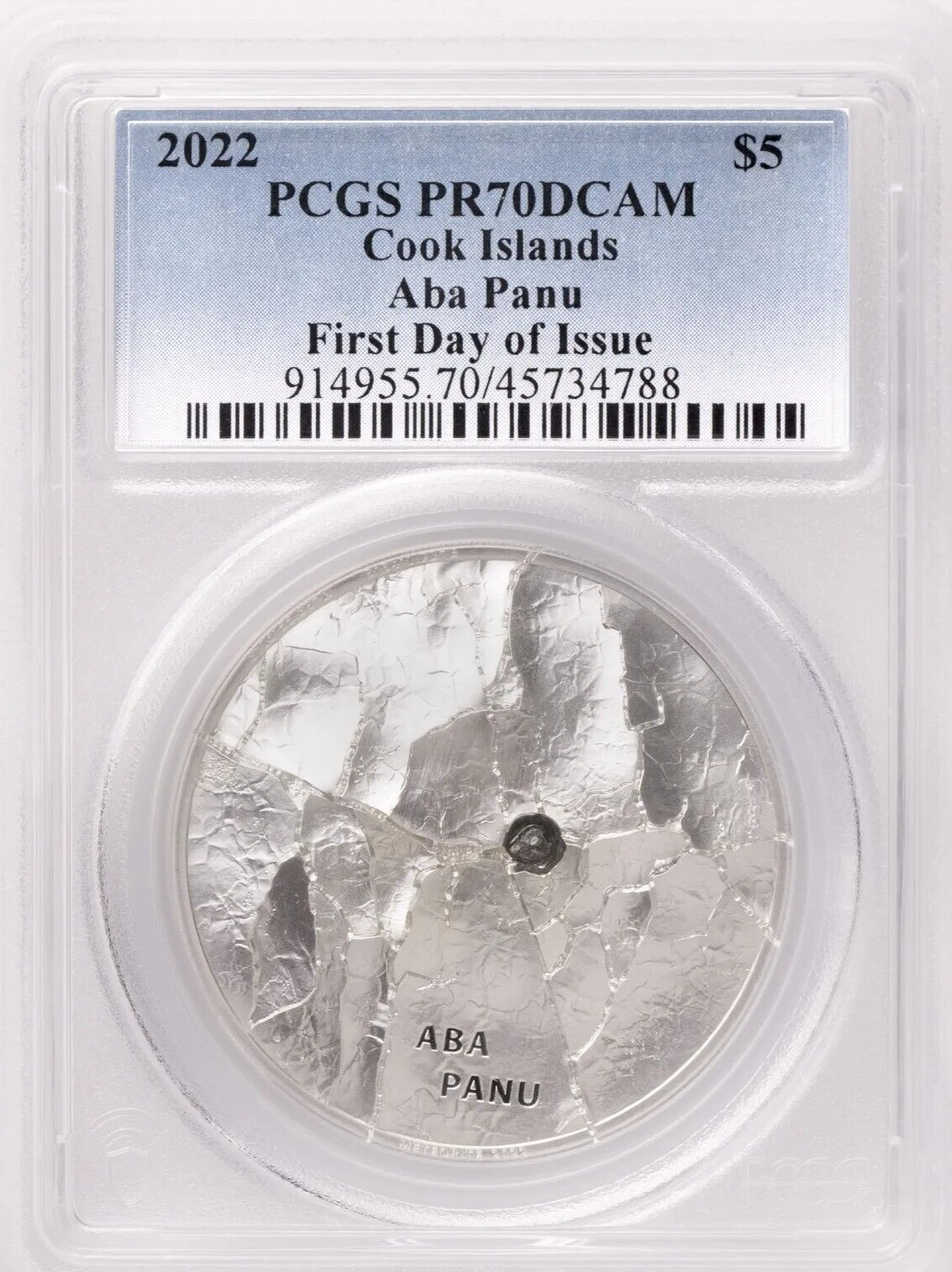 1 Oz Silver Coin 2022 $5 Cook Islands Aba Panu Meteorite Impacts PCGS PR70DCAM-classypw.com-1