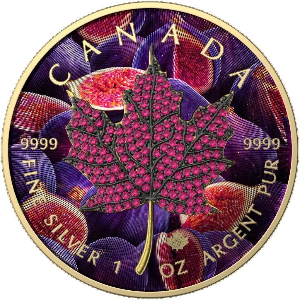 1 Oz Silver Coin 2022 Canada $5 Maple Leaf Seasons August Bejeweled Leaf Insert-classypw.com-1