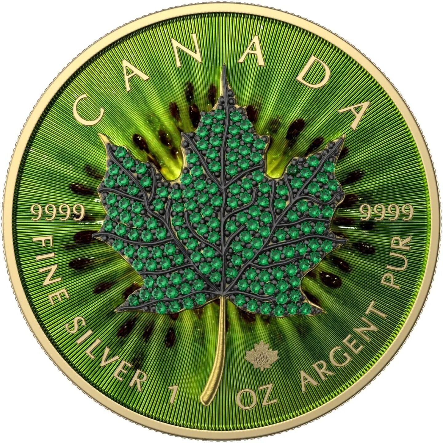 1 Oz Silver Coin 2022 Canada $5 Maple Leaf Seasons May Bejeweled Leaf Insert-classypw.com-1