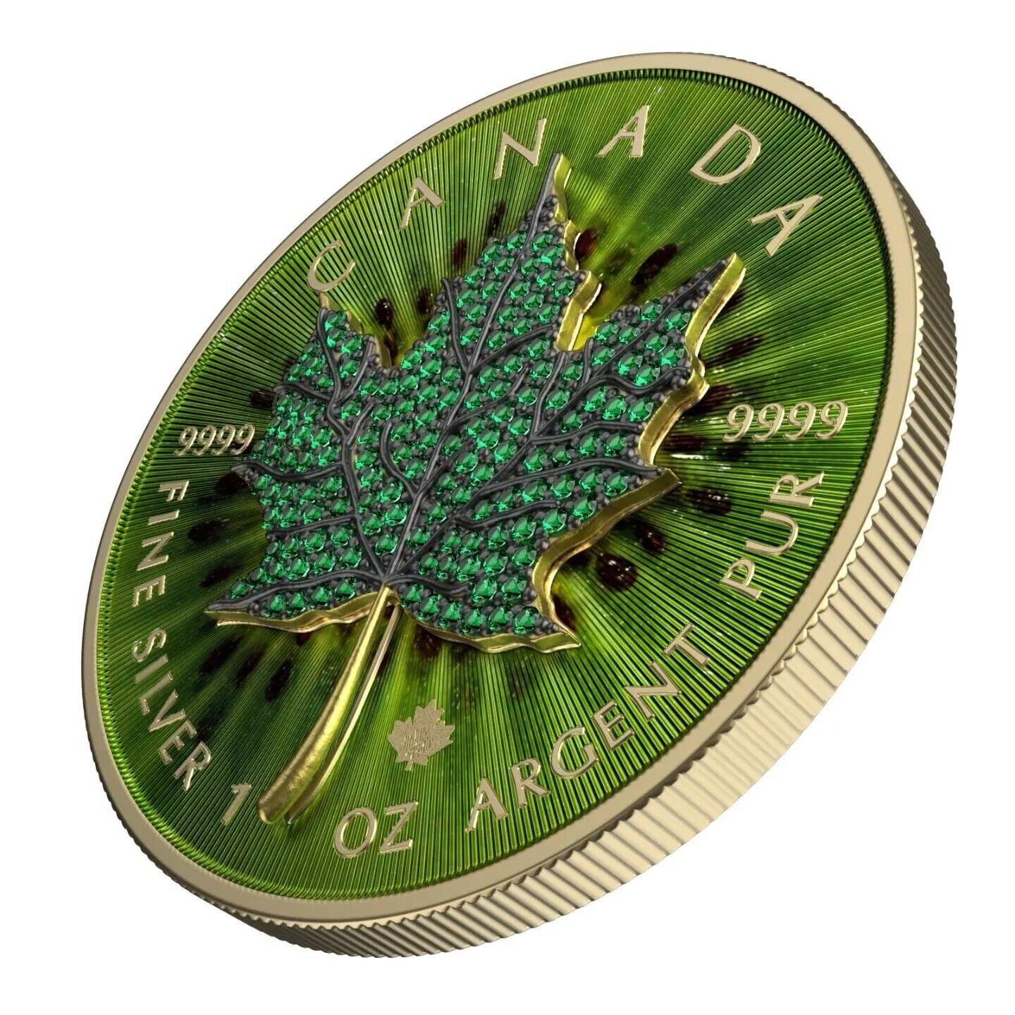 1 Oz Silver Coin 2022 Canada $5 Maple Leaf Seasons May Bejeweled Leaf Insert-classypw.com-2