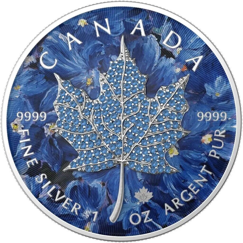 1 Oz Silver Coin 2022 Canada $5 Maple Seasons February Bejeweled Leaf Insert-classypw.com-1