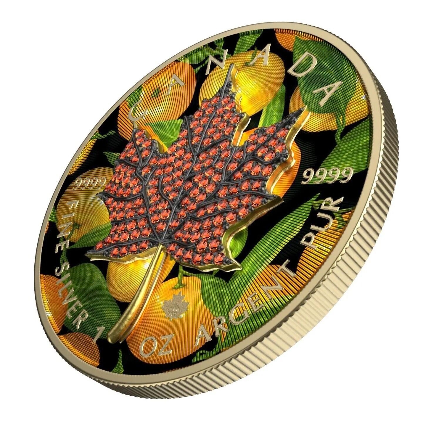 1 Oz Silver Coin 2022 Canada $5 Maple Seasons November Bejeweled Leaf Insert-classypw.com-2