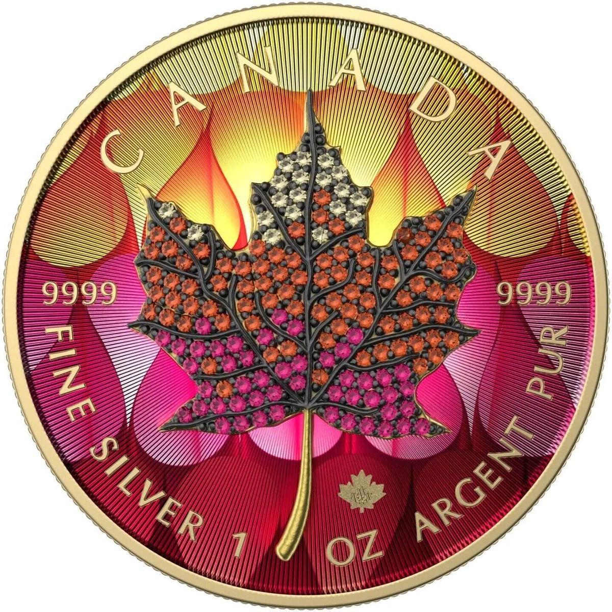 1 Oz Silver Coin 2022 Canada $5 Maple Seasons September Bejeweled Leaf Insert-classypw.com-1
