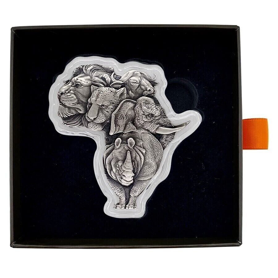 1 Oz Silver Coin 2022 Chad 500 CFA Francs Big Five Africa Shaped High Relief-classypw.com-6