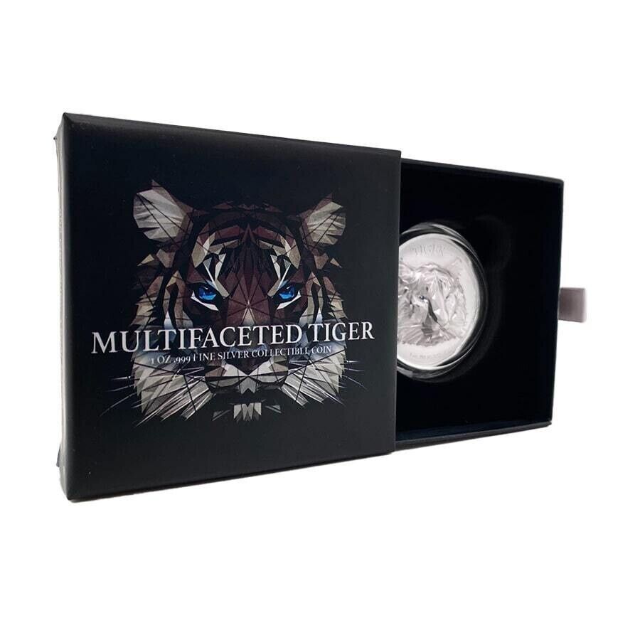 1 Oz Silver Coin 2022 Chad 5000 Francs CFA Multifaceted Tiger Ultra High Relief-classypw.com-10