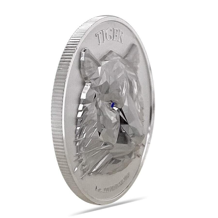1 Oz Silver Coin 2022 Chad 5000 Francs CFA Multifaceted Tiger Ultra High Relief-classypw.com-5