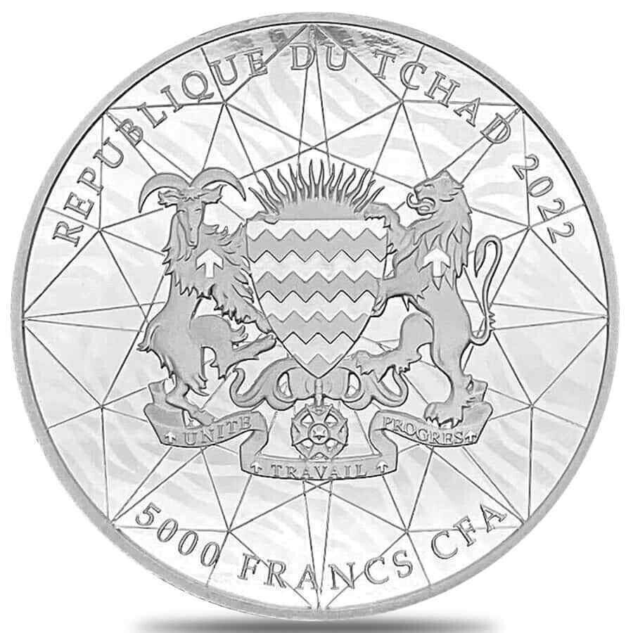 1 Oz Silver Coin 2022 Chad 5000 Francs CFA Multifaceted Tiger Ultra High Relief-classypw.com-7