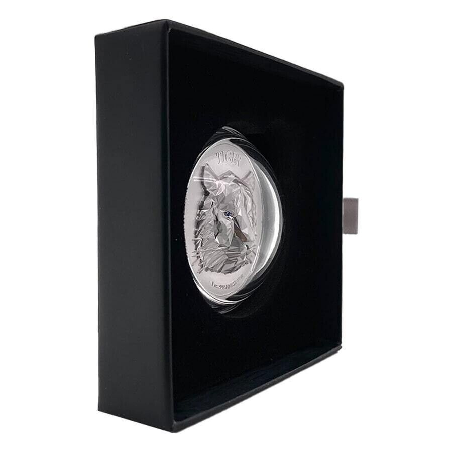 1 Oz Silver Coin 2022 Chad 5000 Francs CFA Multifaceted Tiger Ultra High Relief-classypw.com-8