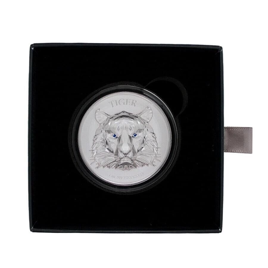 1 Oz Silver Coin 2022 Chad 5000 Francs CFA Multifaceted Tiger Ultra High Relief-classypw.com-9