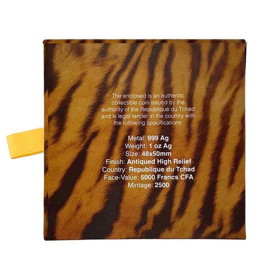 1 Oz Silver Coin 2022 Chad 5000 Francs CFA Tiger Shaped High Relief Coin-classypw.com-8