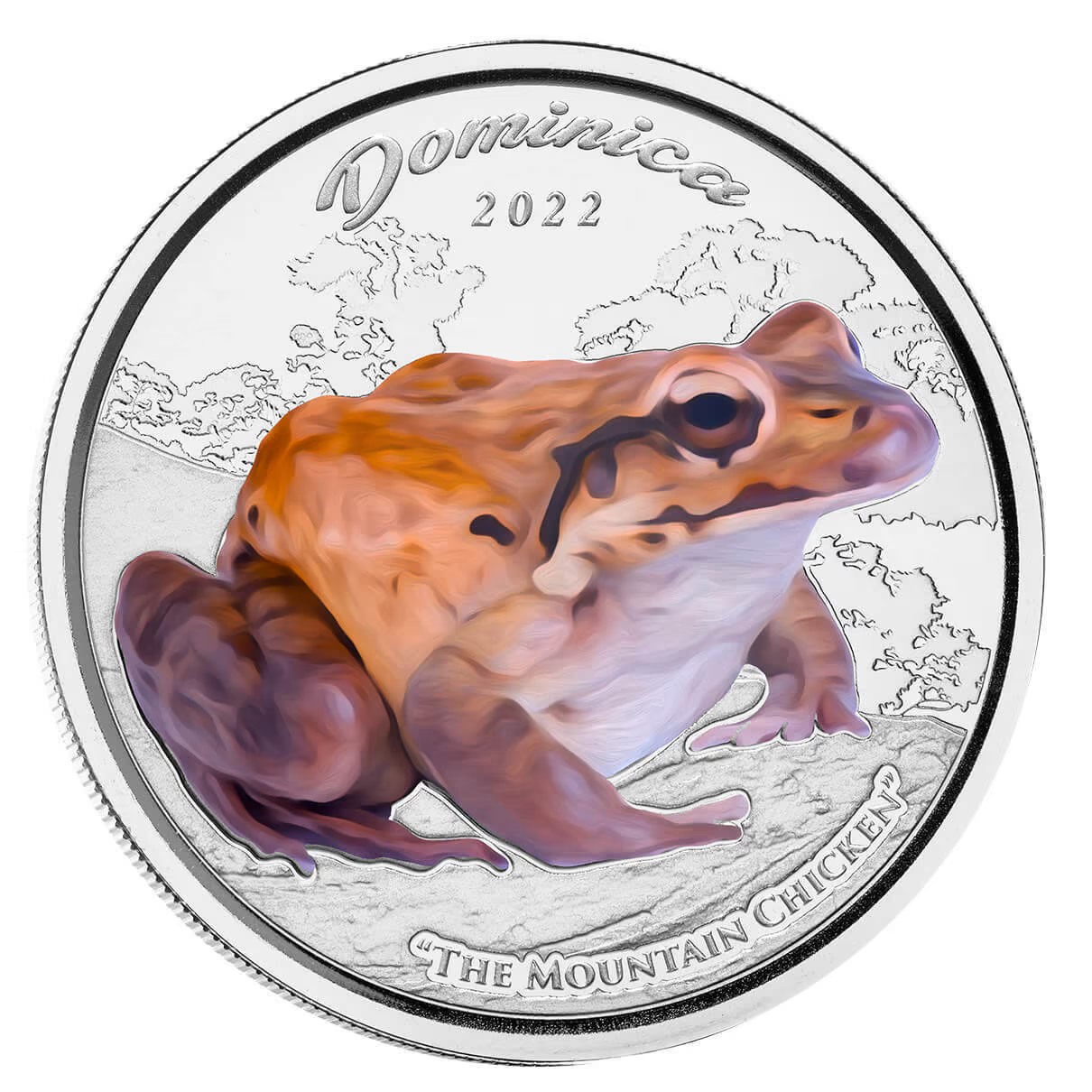 1 Oz Silver Coin 2022 Dominica $2 Scottsdale Mint Color Proof - Mountain Chicken-classypw.com-1