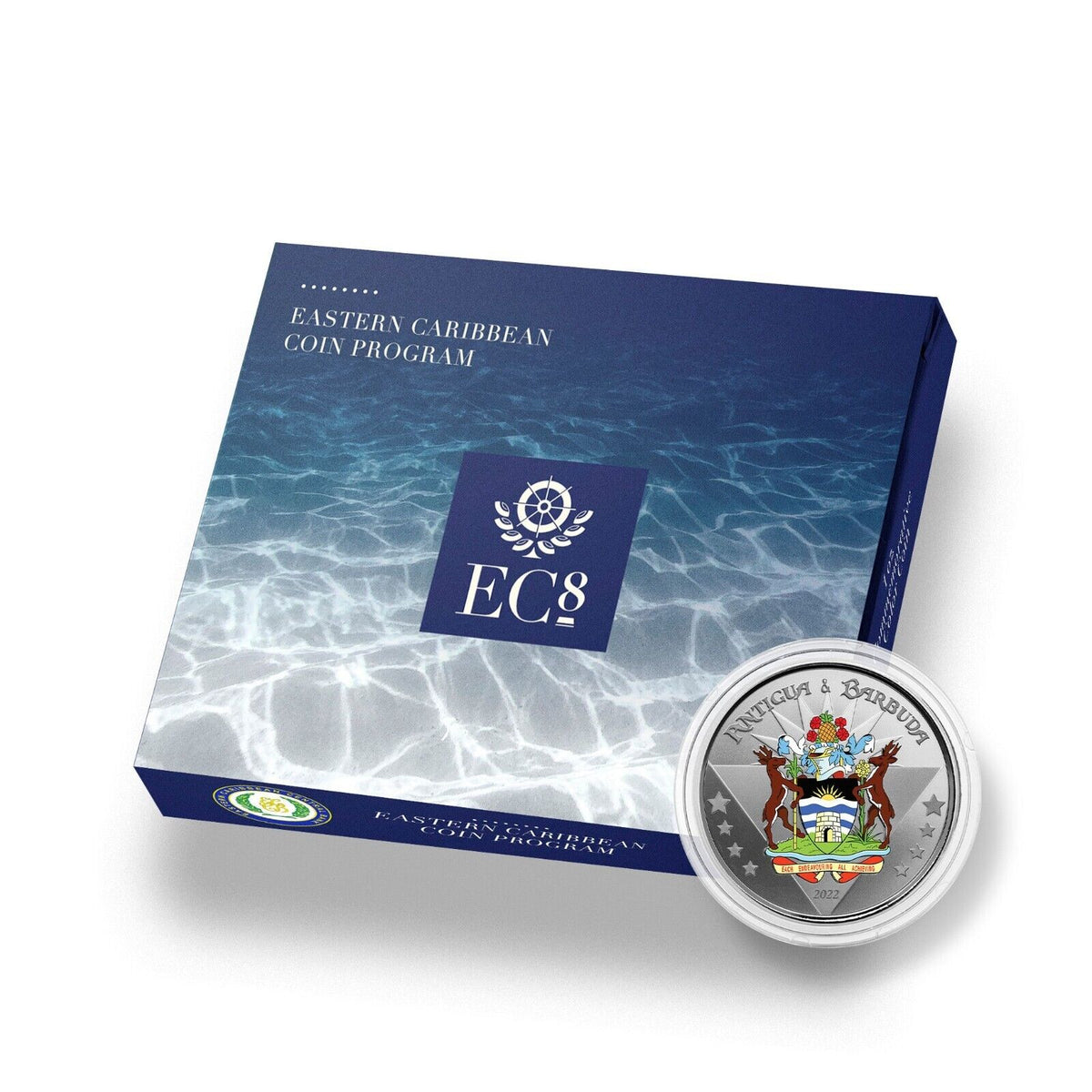 1 Oz Silver Coin 2022 EC8 Antigua &amp; Barbuda $2 Scottsdale Color - Coat of Arms-classypw.com-4