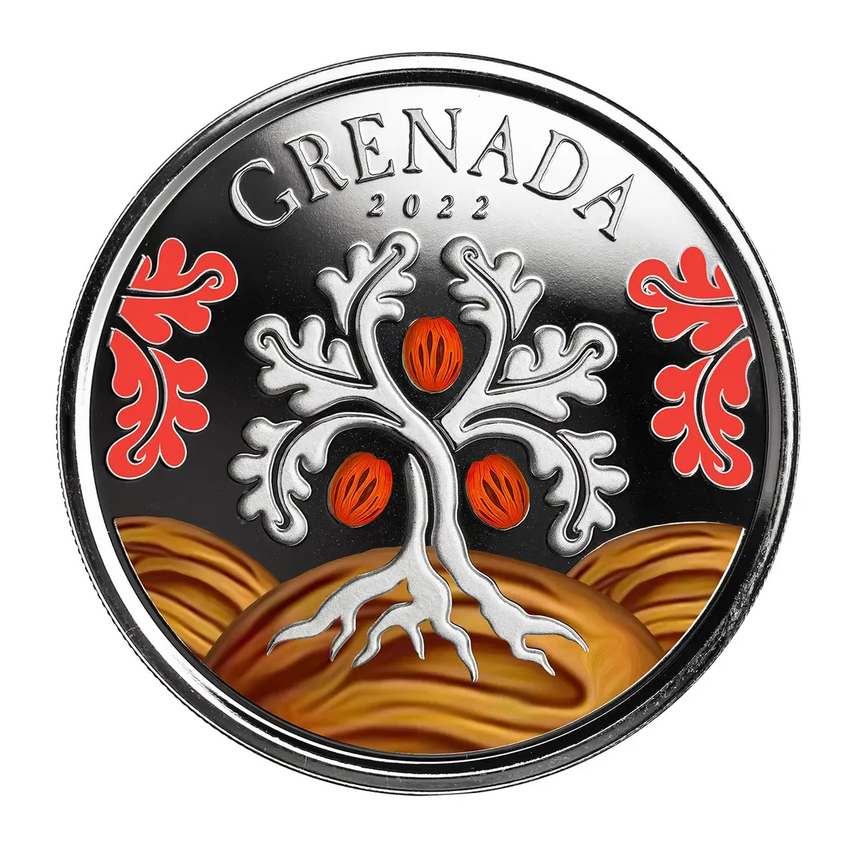 1 Oz Silver Coin 2022 EC8 Grenada $2 Scottsdale Mint Color Proof - Nutmeg Tree-classypw.com-2