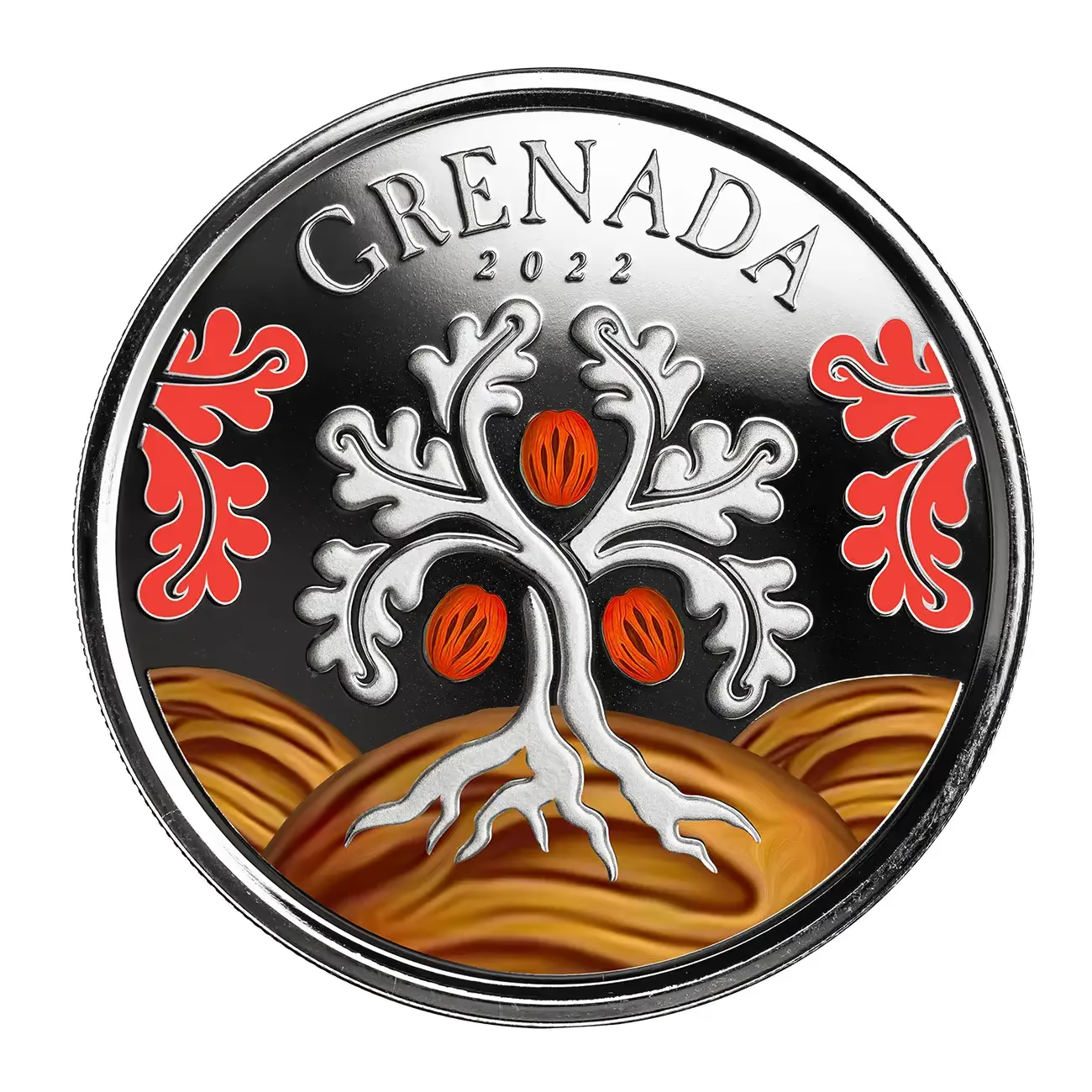 1 Oz Silver Coin 2022 EC8 Grenada $2 Scottsdale Mint Color Proof - Nutmeg Tree-classypw.com-1