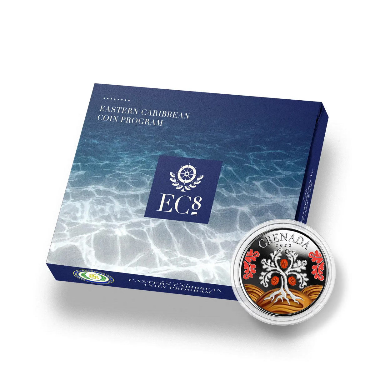 1 Oz Silver Coin 2022 EC8 Grenada $2 Scottsdale Mint Color Proof - Nutmeg Tree-classypw.com-4