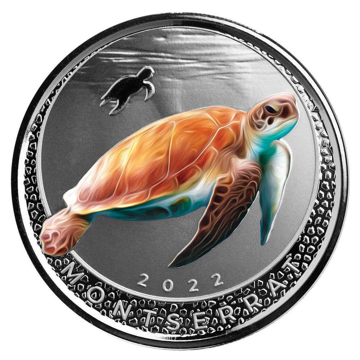 1 Oz Silver Coin 2022 EC8 Montserrat $2 Scottsdale Mint Color Proof - Sea Turtle-classypw.com-1