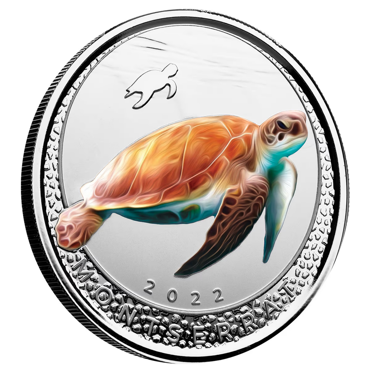 1 Oz Silver Coin 2022 EC8 Montserrat $2 Scottsdale Mint Color Proof - Sea Turtle-classypw.com-2