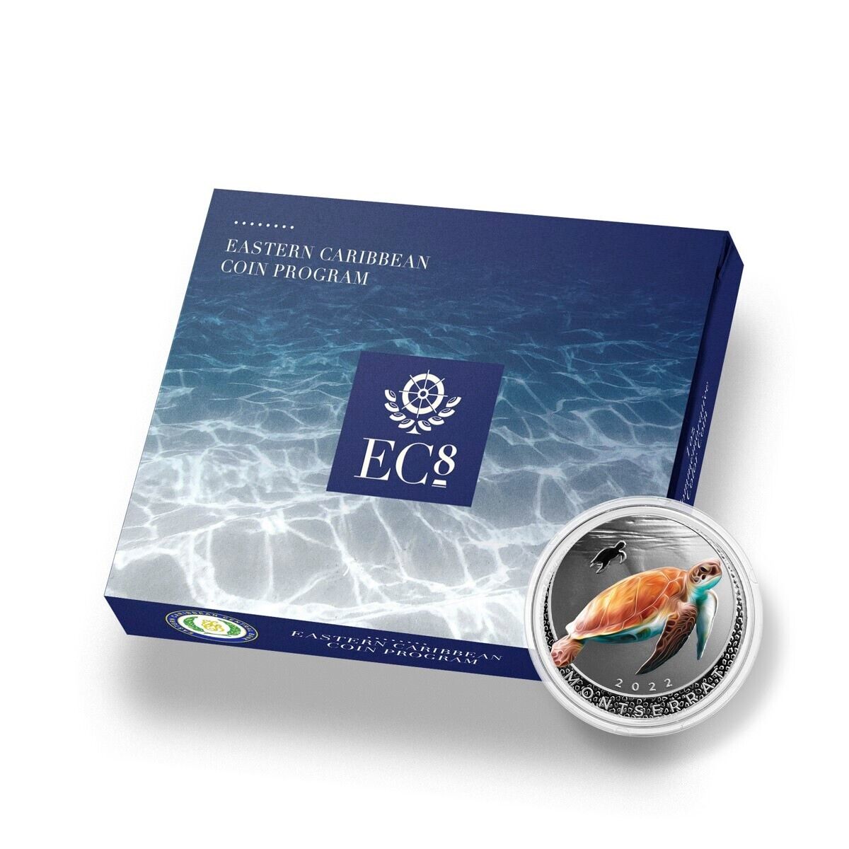 1 Oz Silver Coin 2022 EC8 Montserrat $2 Scottsdale Mint Color Proof - Sea Turtle-classypw.com-4
