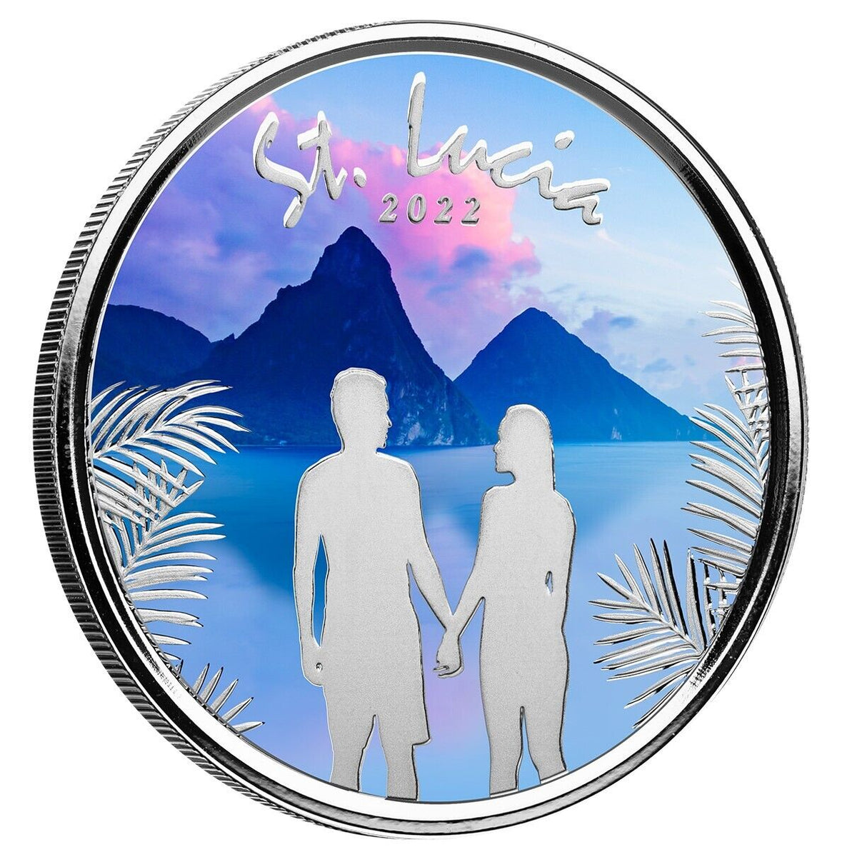 1 Oz Silver Coin 2022 EC8 Saint Lucia $2 Scottsdale Mint Color Proof - Couple-classypw.com-1