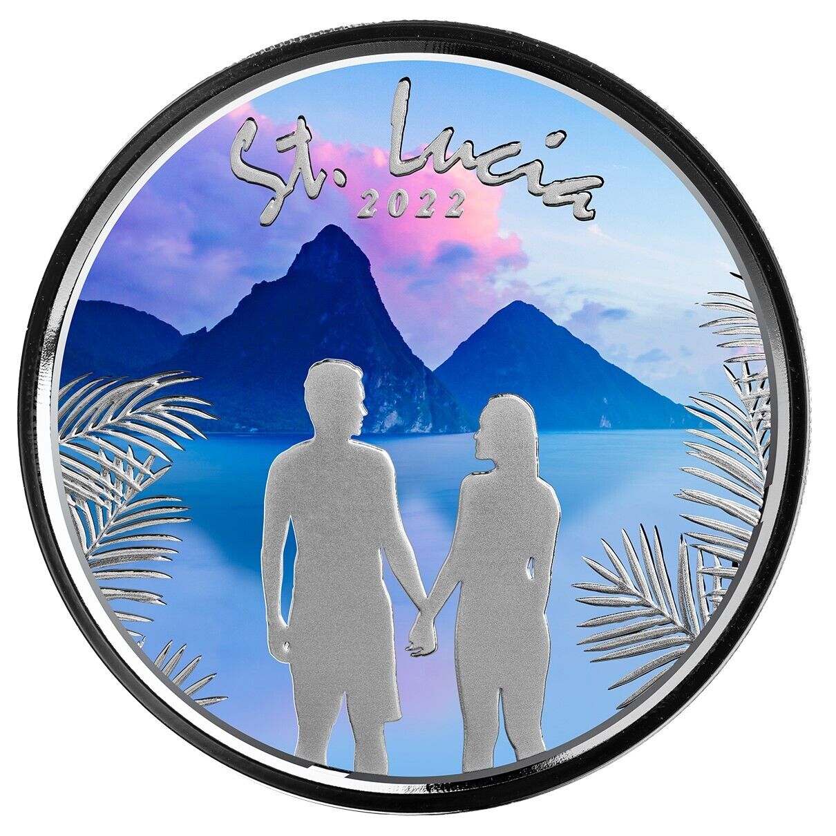 1 Oz Silver Coin 2022 EC8 Saint Lucia $2 Scottsdale Mint Color Proof - Couple-classypw.com-1