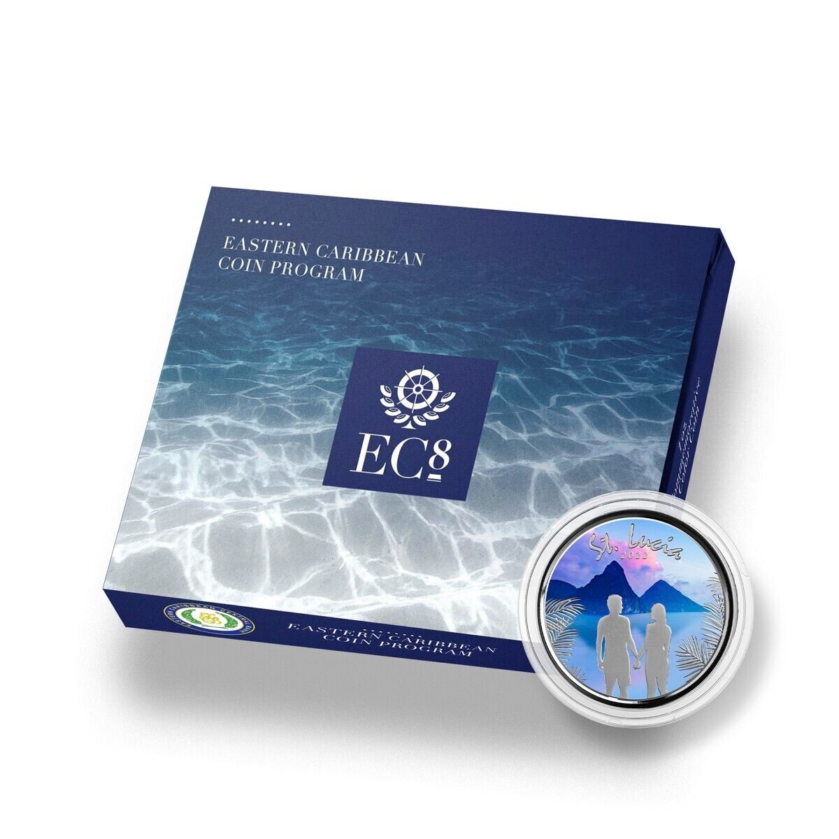 1 Oz Silver Coin 2022 EC8 Saint Lucia $2 Scottsdale Mint Color Proof - Couple-classypw.com-4