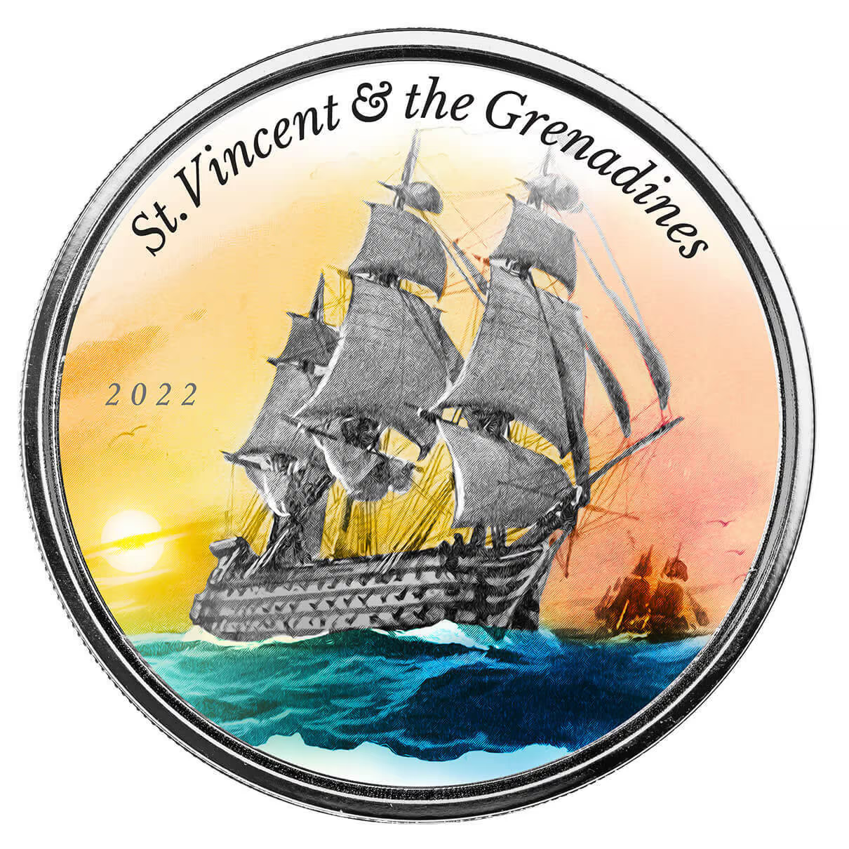 1 Oz Silver Coin 2022 EC8 St. Vincent & the Grenadines $2 Color Proof - Warship-classypw.com-1