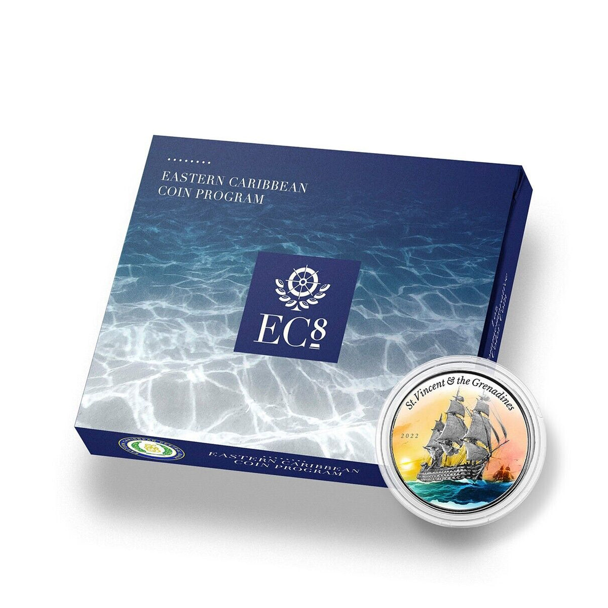 1 Oz Silver Coin 2022 EC8 St. Vincent &amp; the Grenadines $2 Color Proof - Warship-classypw.com-4