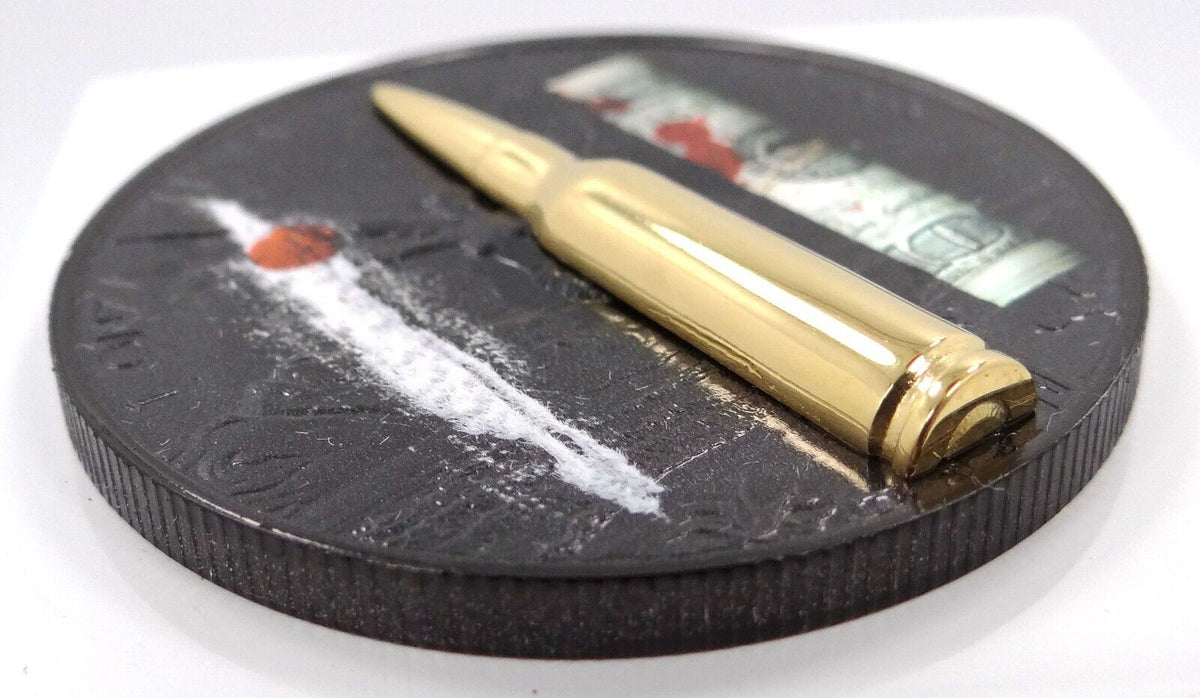 1 Oz Silver Coin 2022 Mexico Libertad Narcos 3D Gilded Bullet Insert Money Power-classypw.com-3