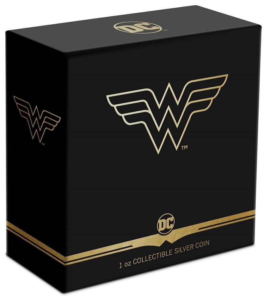1 Oz Silver Coin 2022 Niue $2 DC Comics Wonder Woman Logo Silver Colorized Proof