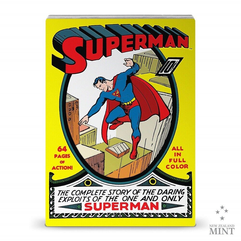 1 Oz Silver Coin 2022 Niue DC Comics Comix Superman #1 Colorized Proof Coin