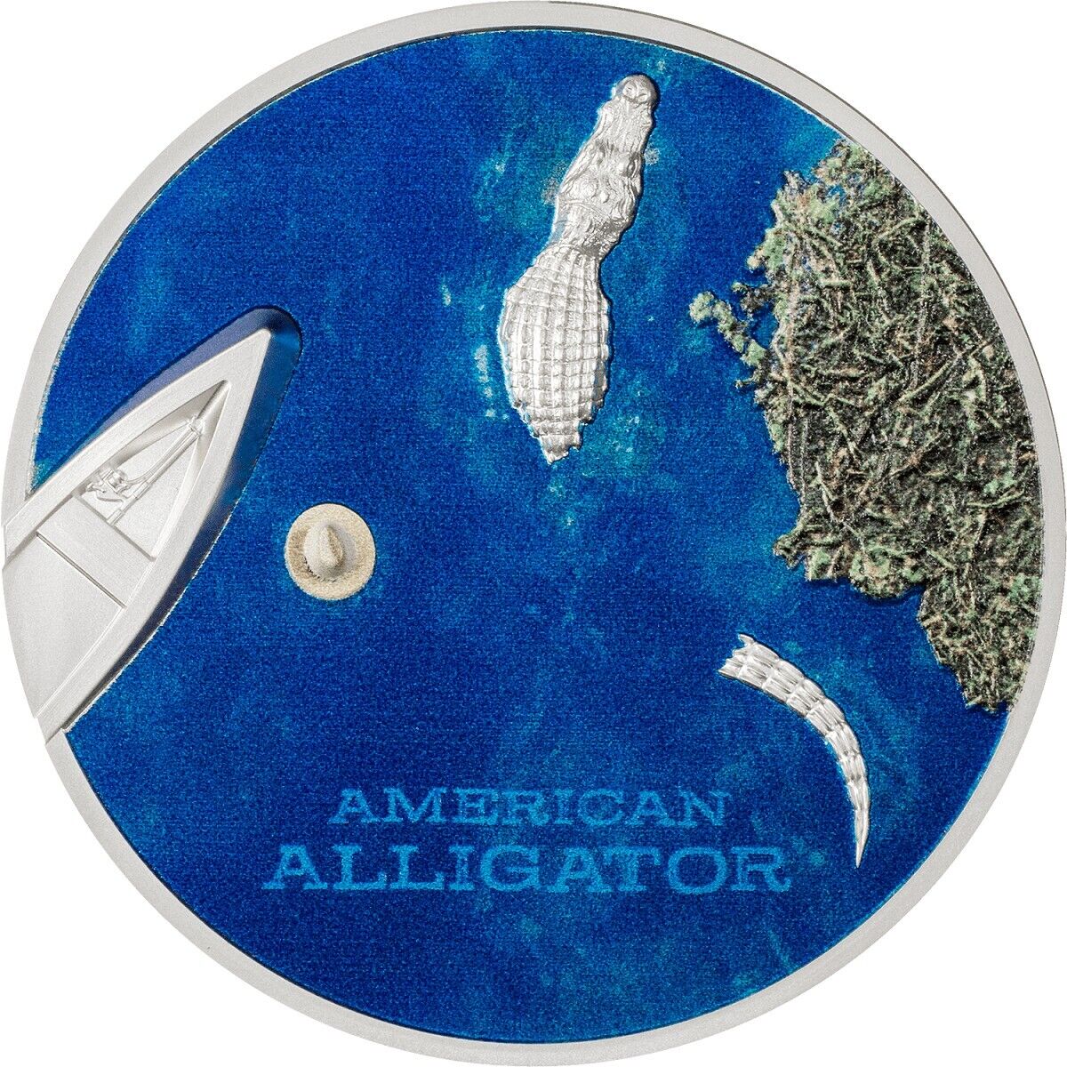 1 Oz Silver Coin 2022 Palau $5 Color Proof American Alligator Ultra High Relief-classypw.com-1
