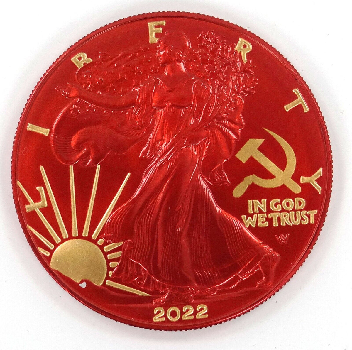 1 Oz Silver Coin 2022 USA $1 Liberty Eagle Paint It Red Communism Hammer&amp;Sickle-classypw.com-1
