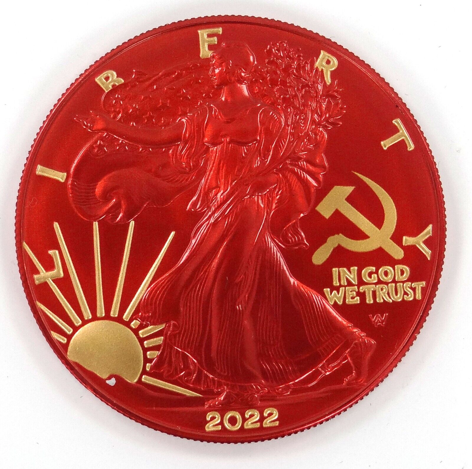 1 Oz Silver Coin 2022 USA $1 Liberty Eagle Paint It Red Communism Hammer&Sickle-classypw.com-1