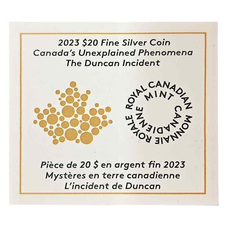 1 Oz Silver Coin 2023 $20 Canada's Unexplained Phenomena Duncan Incident UFO UV-classypw.com-8