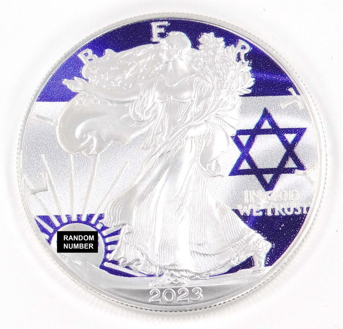 1 Oz Silver Coin 2023 American Eagle $1 Jewish I Stand With Israel in Capsule-classypw.com-1