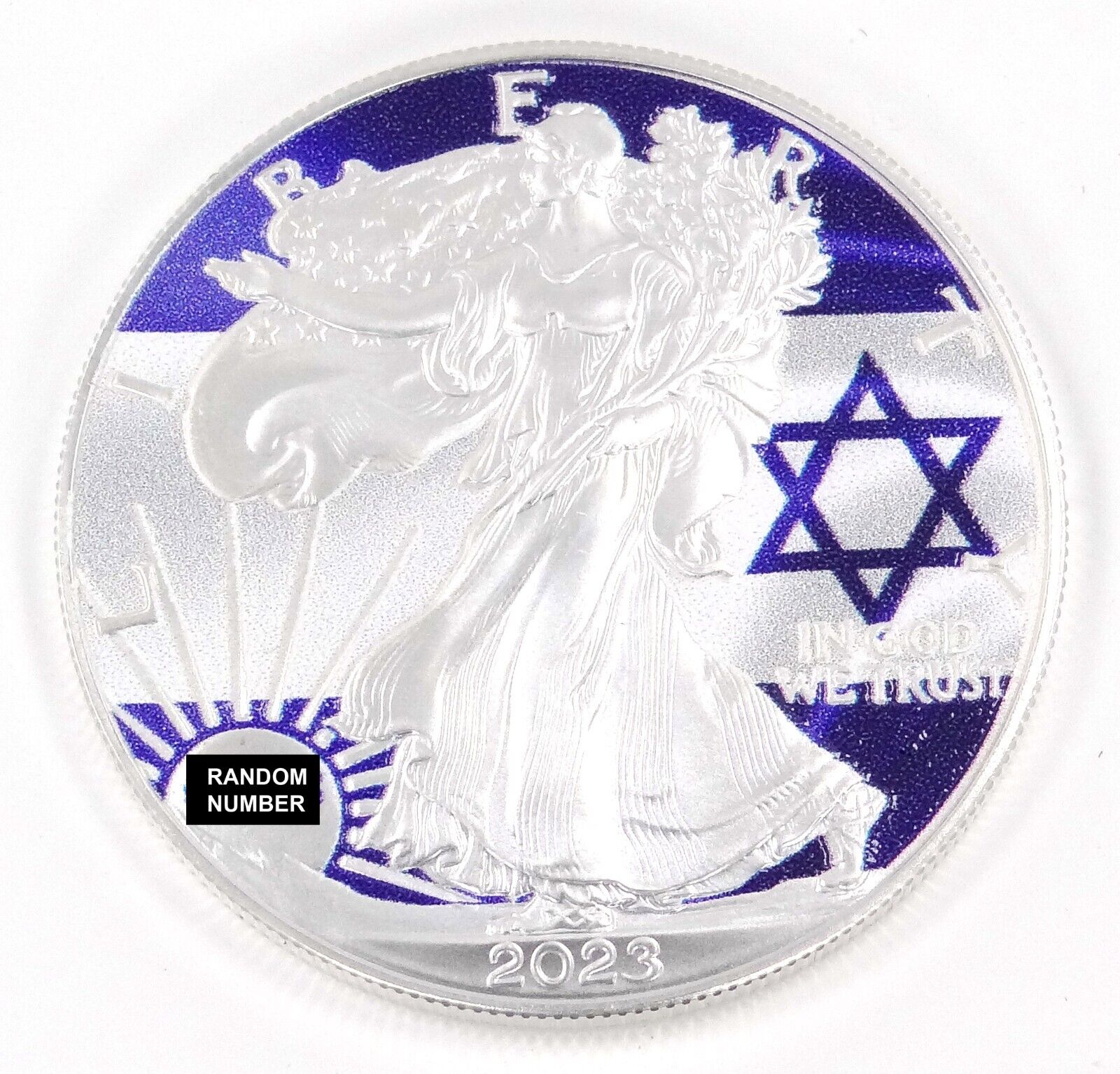 1 Oz Silver Coin 2023 American Eagle $1 Jewish I Stand With Israel in Capsule-classypw.com-1