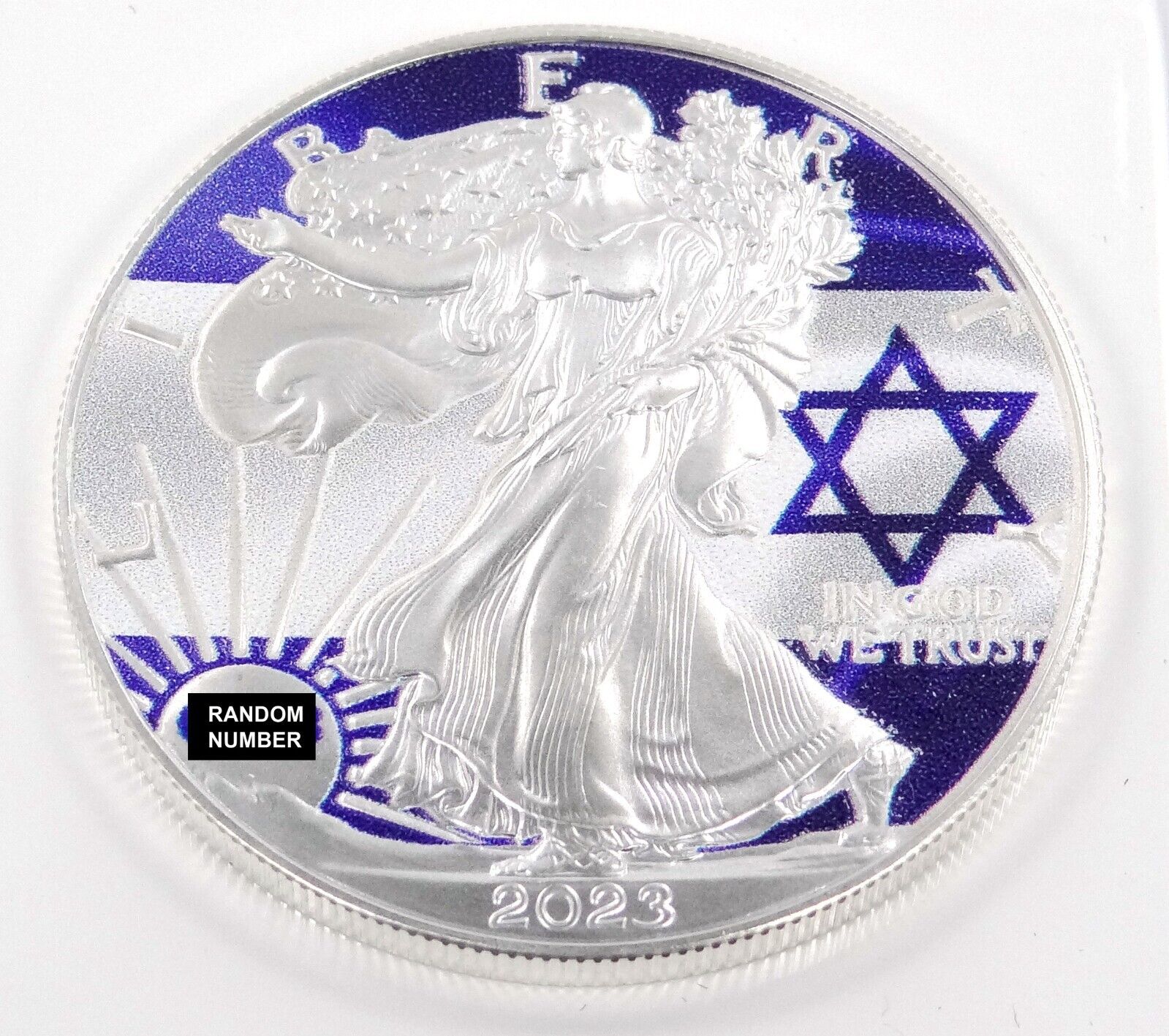 1 Oz Silver Coin 2023 American Eagle $1 Jewish I Stand With Israel in Capsule-classypw.com-3