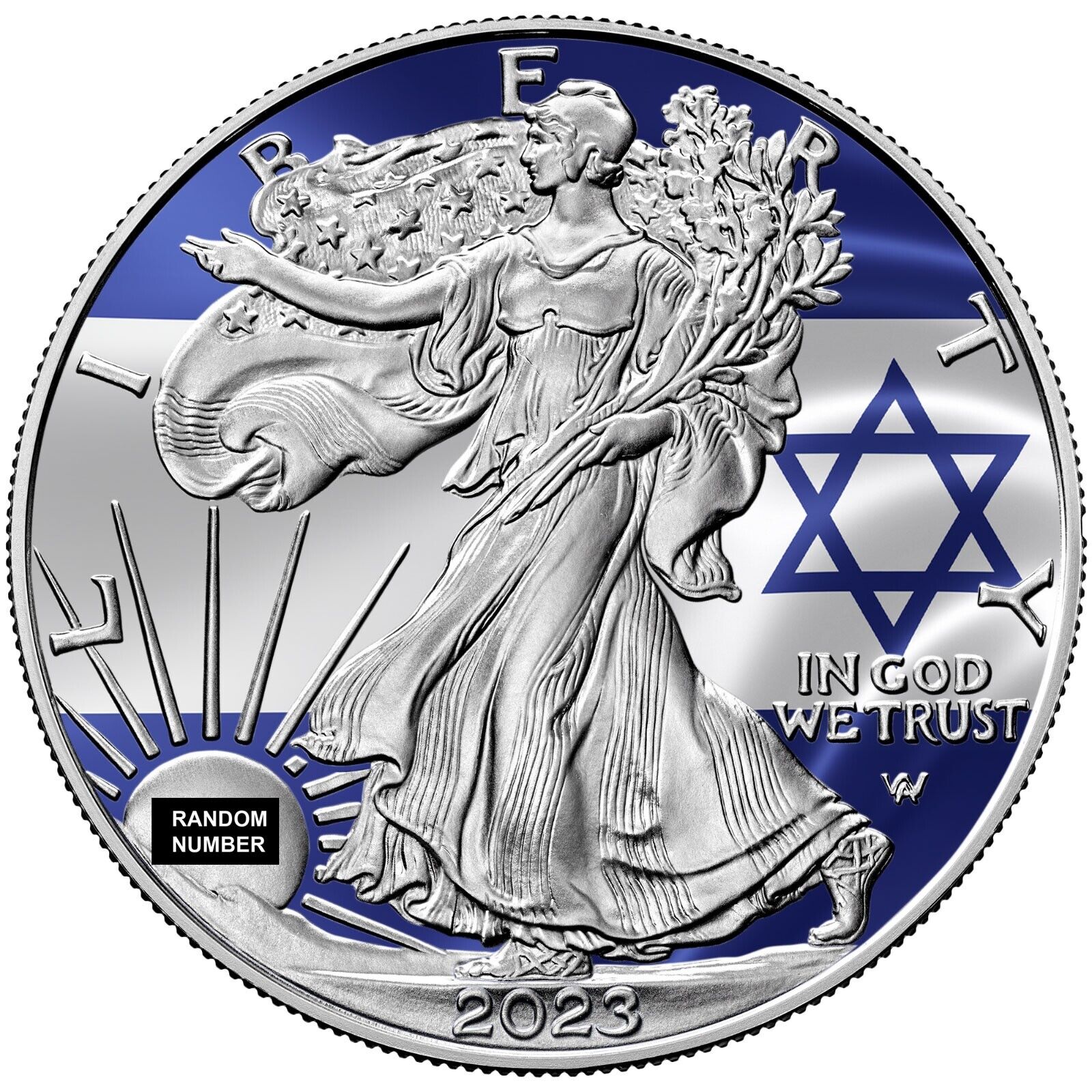 1 Oz Silver Coin 2023 American Eagle $1 Jewish I Stand With Israel in Capsule-classypw.com-5