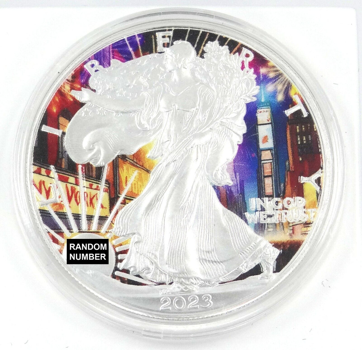 1 Oz Silver Coin 2023 American Eagle $1 New Years Eve Times Square in Capsule-classypw.com-1