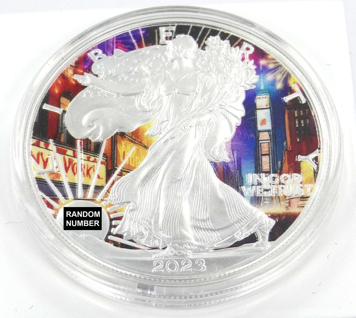 1 Oz Silver Coin 2023 American Eagle $1 New Years Eve Times Square in Capsule-classypw.com-3